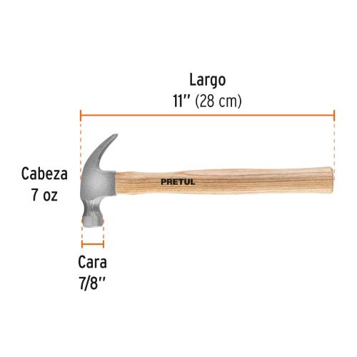 MARTILLO PULIDO  7 oz UÑA CURVA MANGO MADERA TRUPER