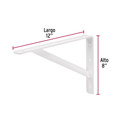 MENSULA REFORZADA DE ACERO BLANCA 8 X 12 Plg. FIERO