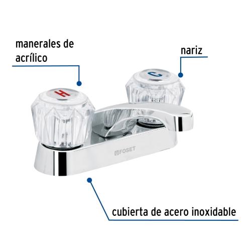 MEZCLADORA PARA LAVABO CUELLO CORTO MANERAL ACRILICO FOSET