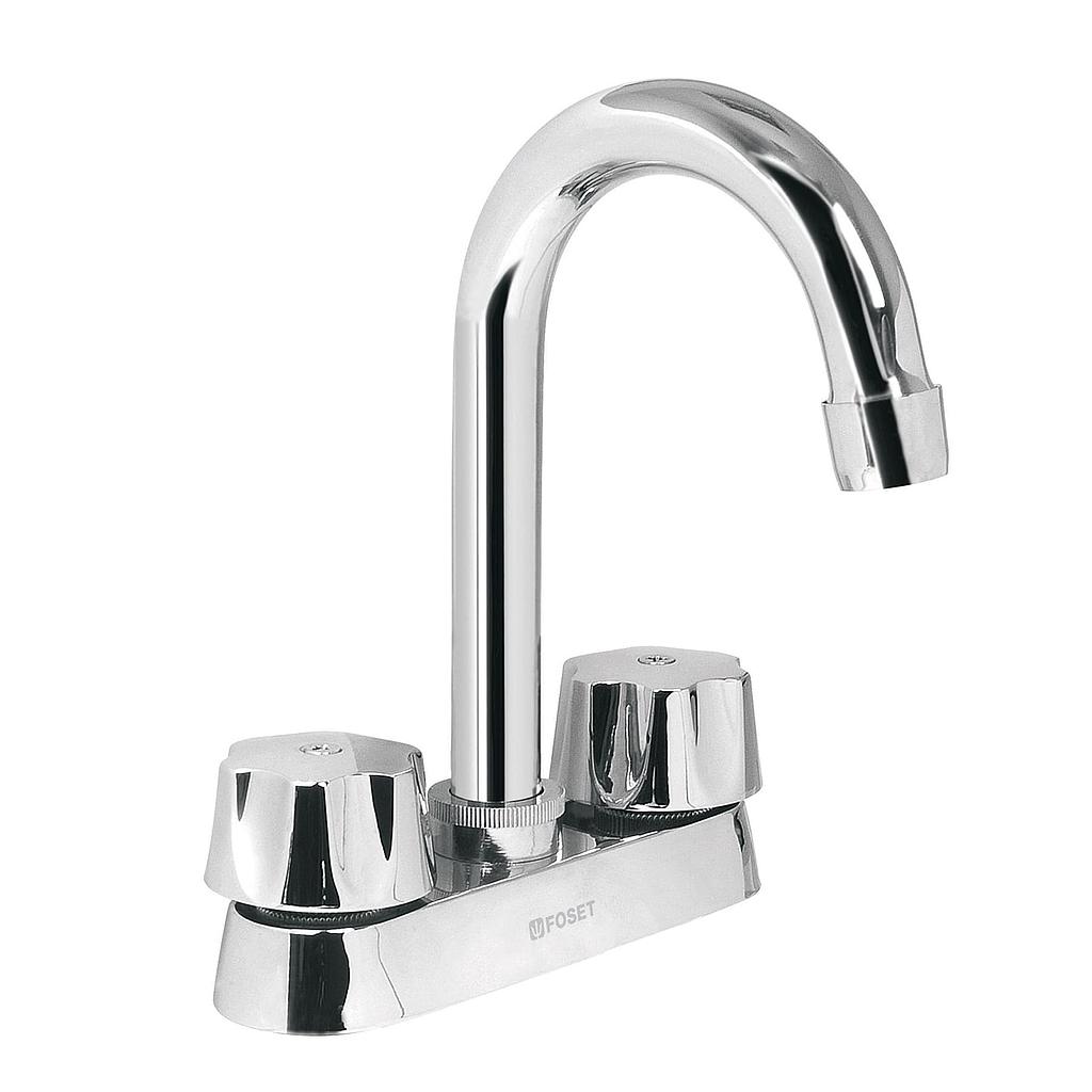 MEZCLADORA DE 4" PARA LAVABO CUELLO TIPO BAR CARTUCHO CERAMICO FOSET