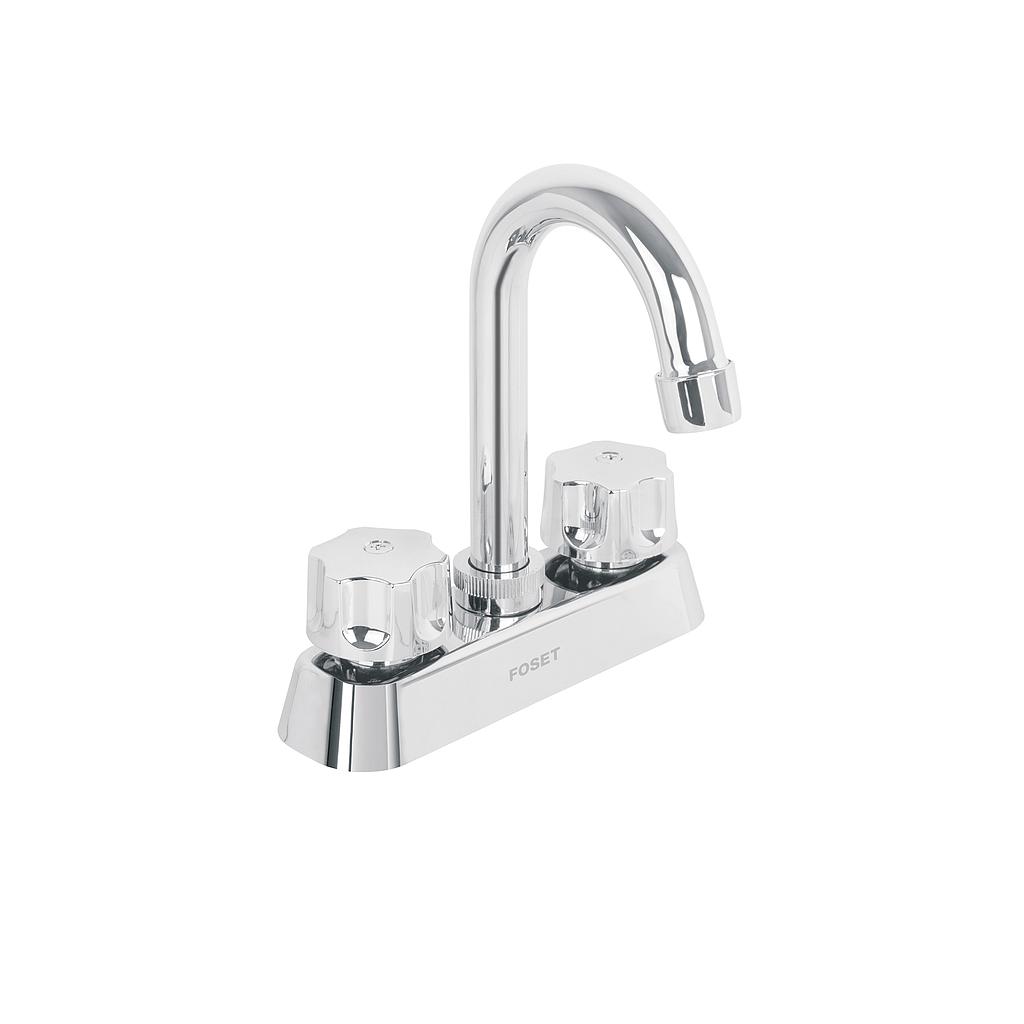MEZCLADORA DE 4" DE PLASTICO ABS PARA LAVABO CUELLO TIPO BAR FOSET BASIC