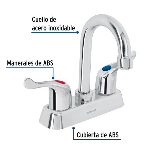 MEZCLADORA 4 Plg. LAVABO ABS CUELLO BAR PALANCA BASIC