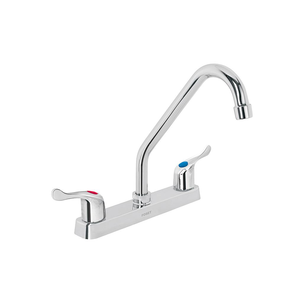 MEZCLADORA DE 8" DE PLASTICO ABS PARA FREGADERO CUELLO LARGO MANERAL PALANCA FOSET BASIC