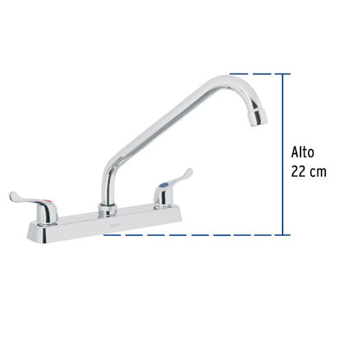 MEZCLADORA 8 Plg. FREGADERO CROMO CUELLO LARGO PALANCA BASIC