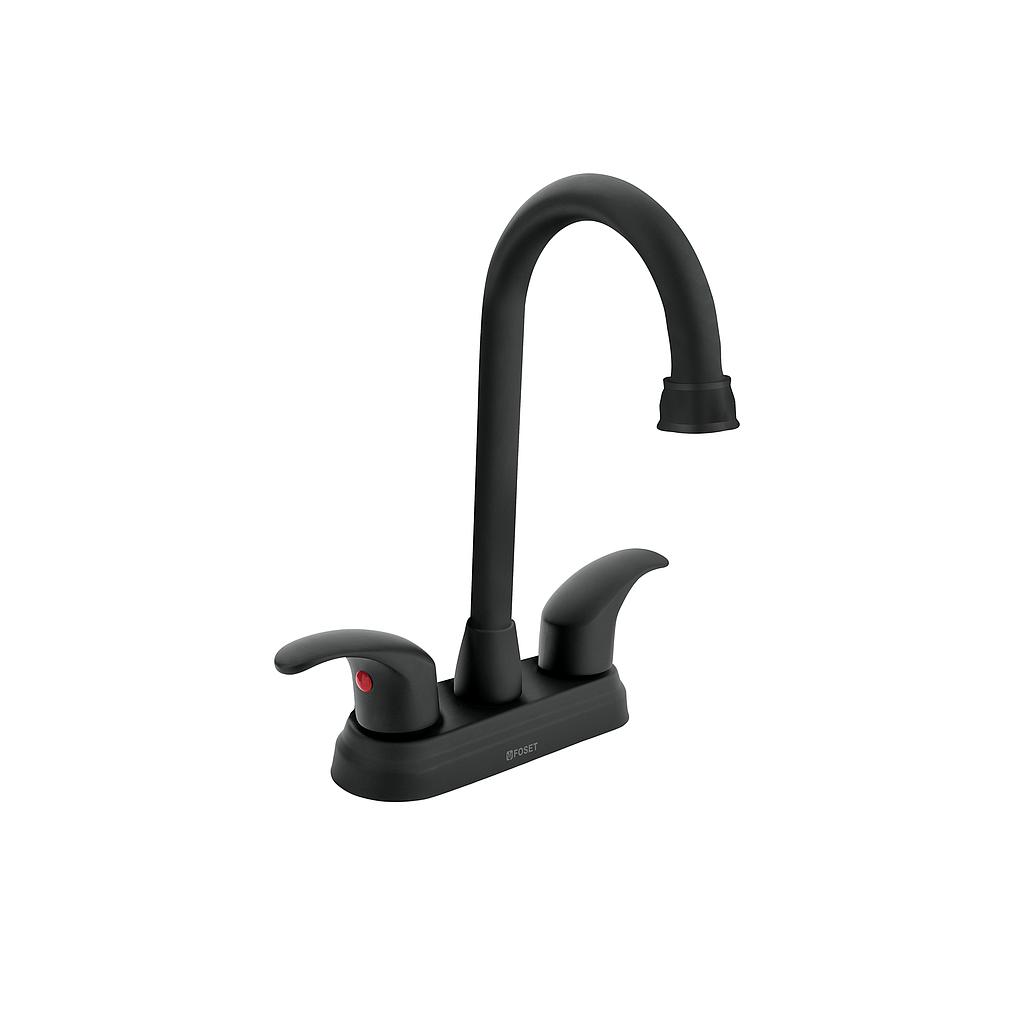 MEZCLADORA DE 4" PARA LAVABO ACABADO NEGRO TIPO BAR PALANCA FOSET AQUA
