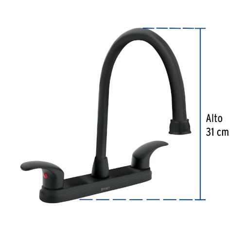 MEZCLADORA NEGRO MATE 8 PARA FREGADERO CUELLO