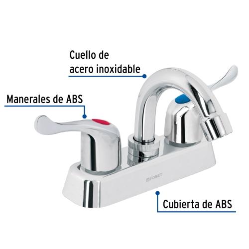 MEZCLADORA 4 Plg. LAVABO ABS CUELLO CURVO PALANCA BASIC