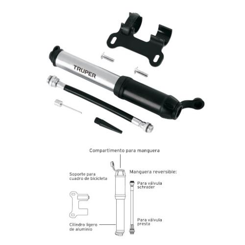 MINI BOMBA MANUAL PARA BICICLETA TRUPER