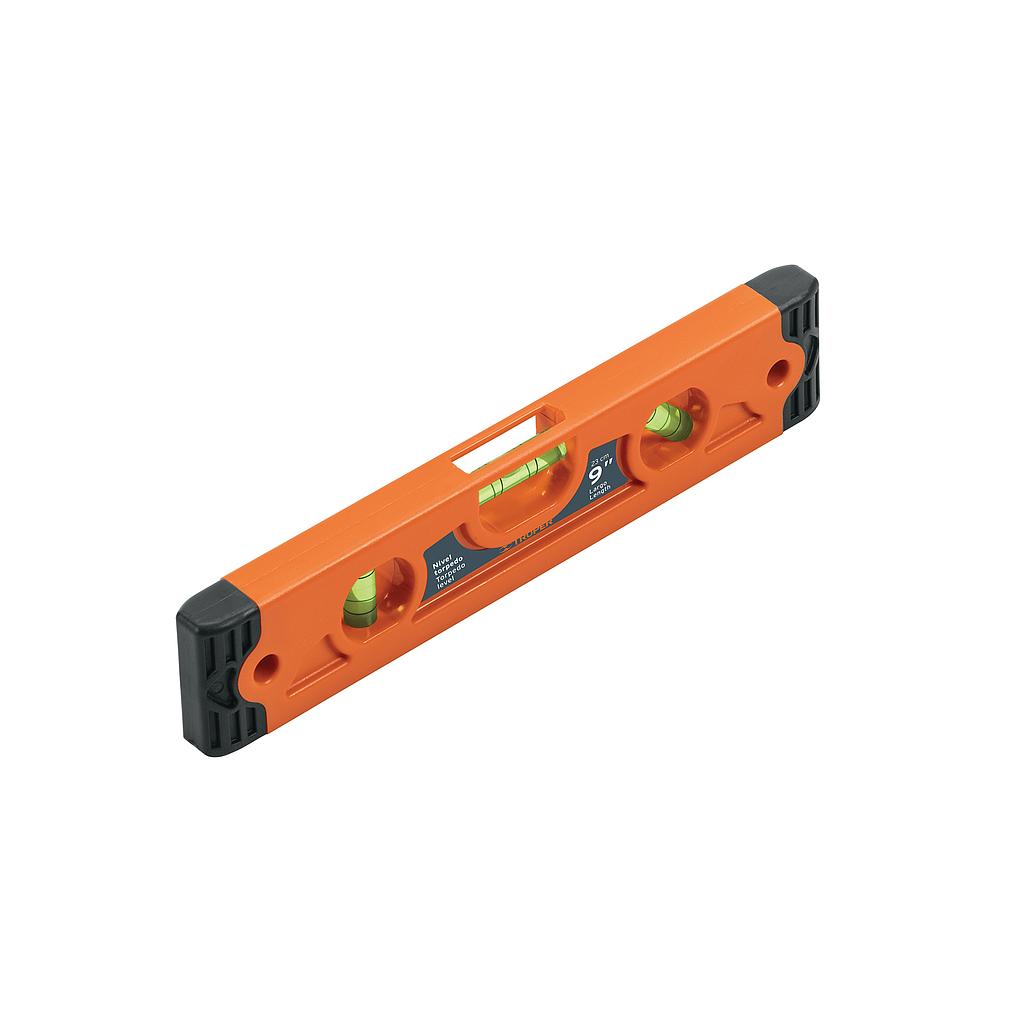 NIVEL TORPEDO MAGNETICO DE 9" CON CUERPO DE ABS TRUPER