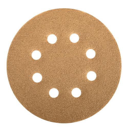 PAQUETE CON 5 DISCOS DE LIJA 5" GRANO 80 8 PERFORACIONES