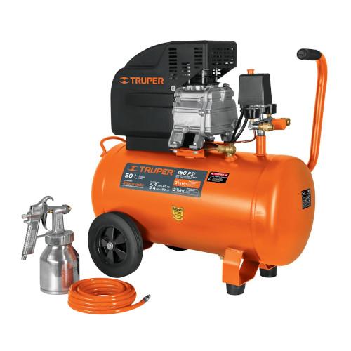 KIT COMPRESOR LUBRICADO 50 L MANGUERA Y PISTOLA GRAVEDAD 127 V TRUPER