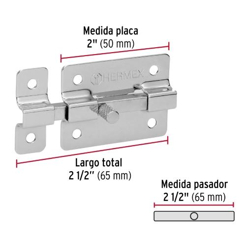 PASADOR DE BARRA PLANA 2 ACABADO CROMO HERMEX