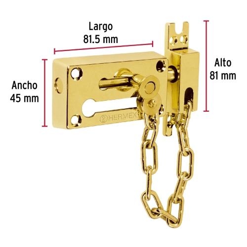 PASADOR CON CADENA PARA PUERTA ACABADO LATON HERMEX