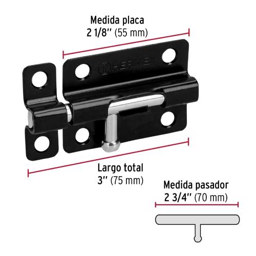 PASADOR DE BARRIL 3 DE ACERO ACABADO NEGRO HERMEX