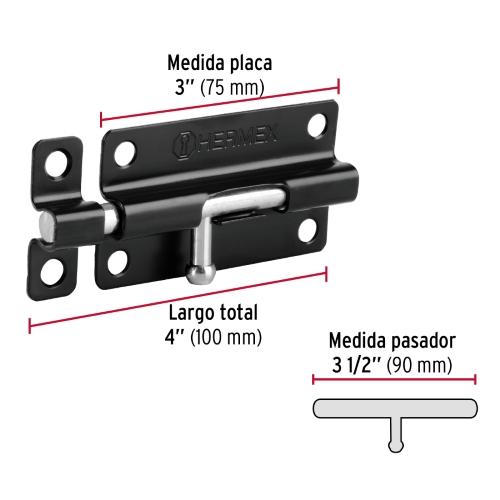 PASADOR DE BARRIL 4 DE ACERO ACABADO NEGRO HERMEX