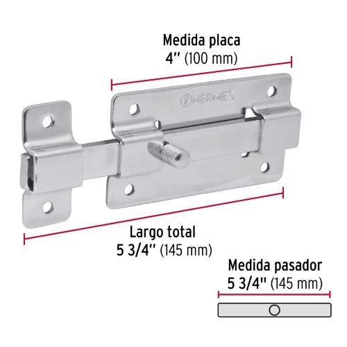 PASADOR DE BARRA PLANA 4 ACABADO CROMO HERMEX