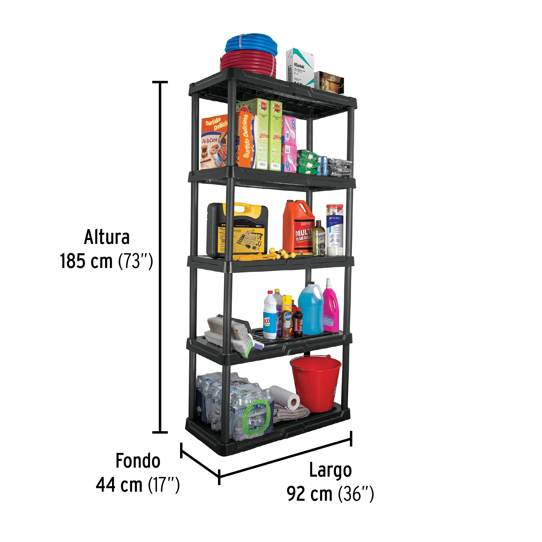 ESTANTE PLASTICO USO RUDO 5 REPISAS PRET