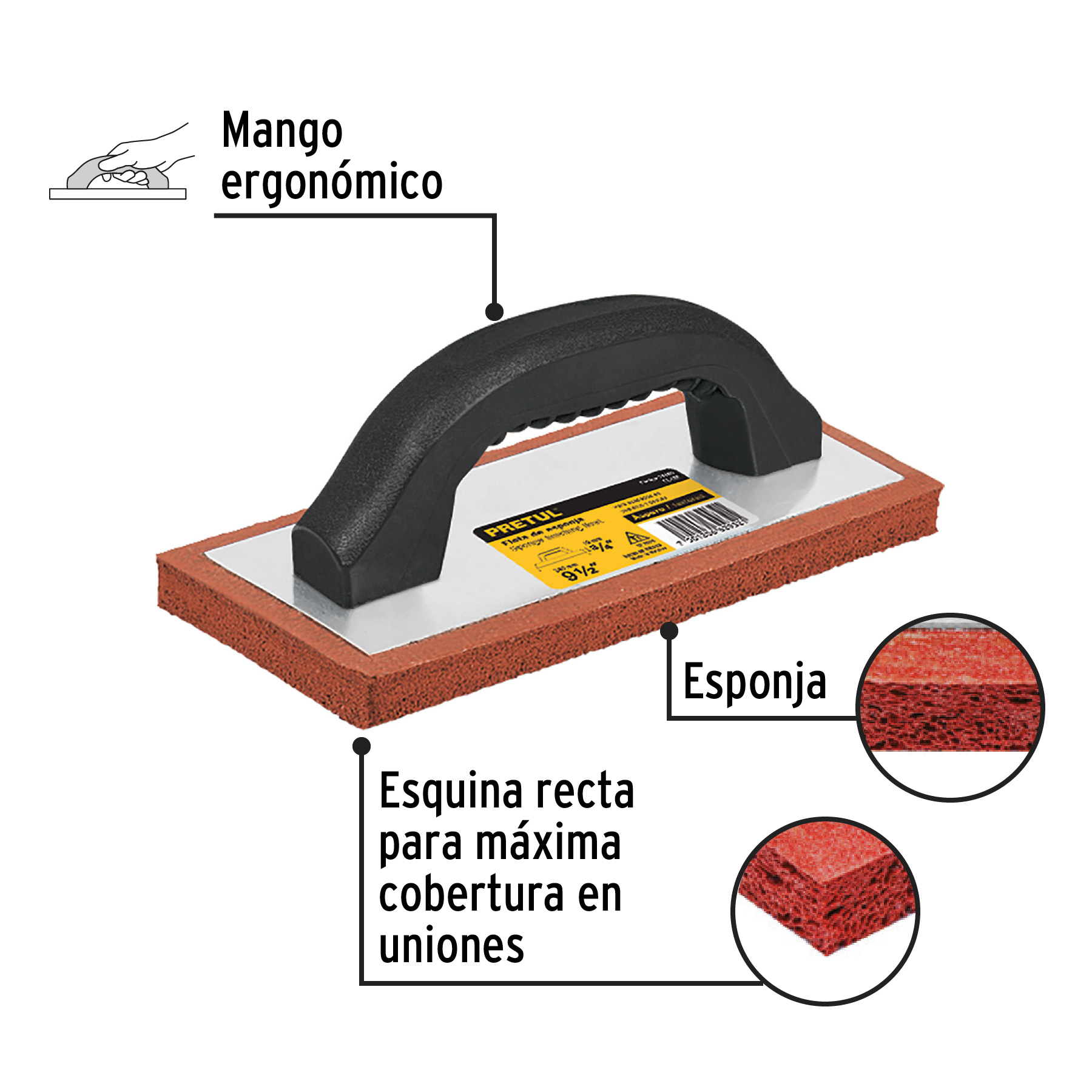 FLOTA 91/2X4X3/4 PRETUL MANGO PLASTICO