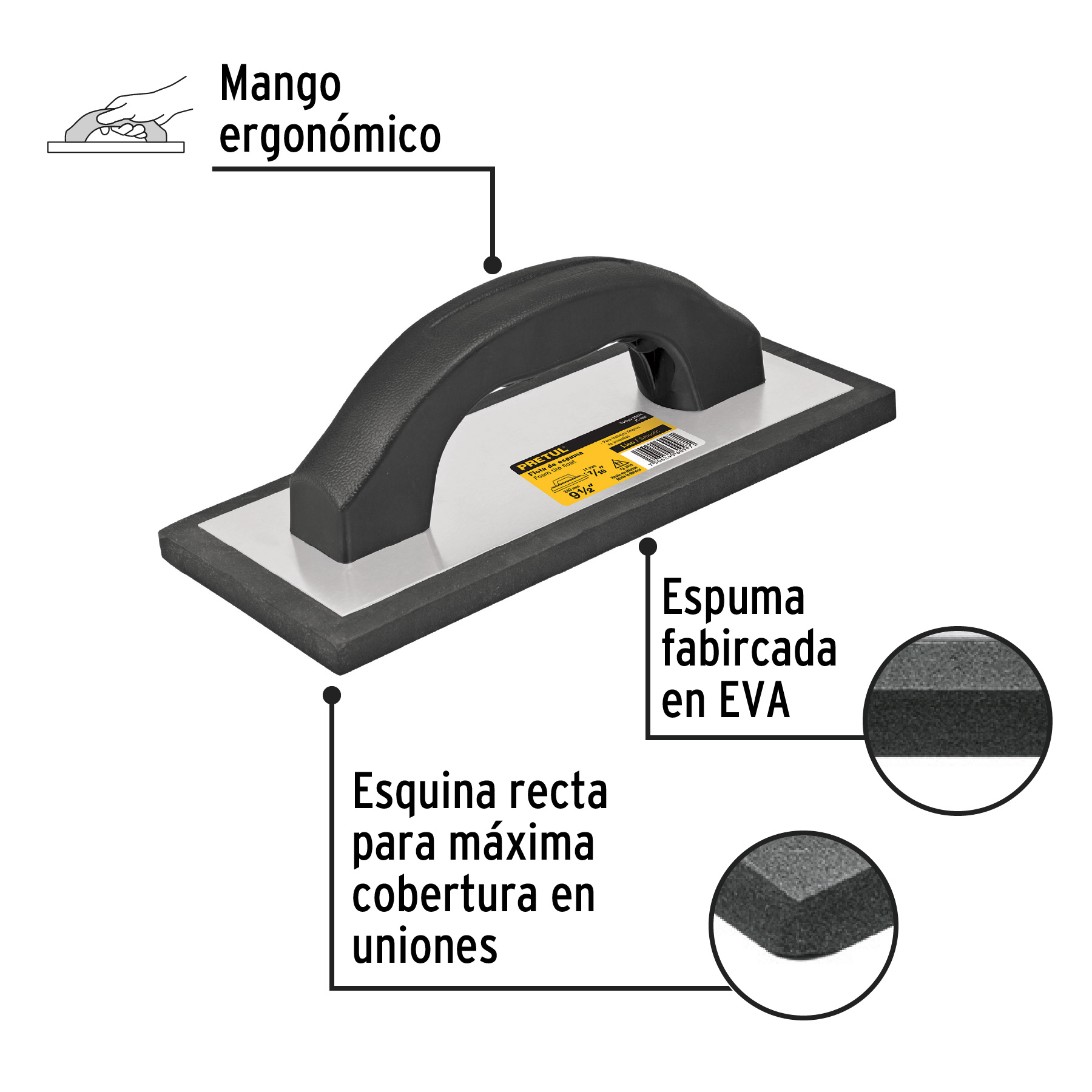 FLOTA DE HULE 91/2 ACABADO LISO PRETUL