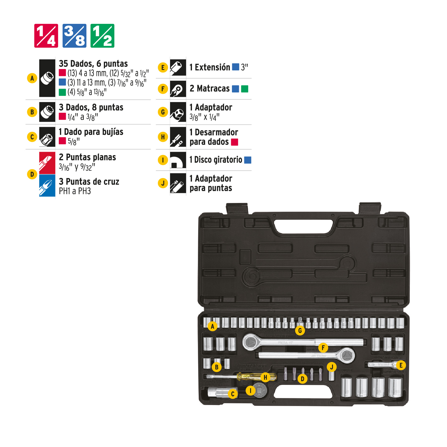 JUEGO DE DADOS 51 PIEZAS PRETUL
