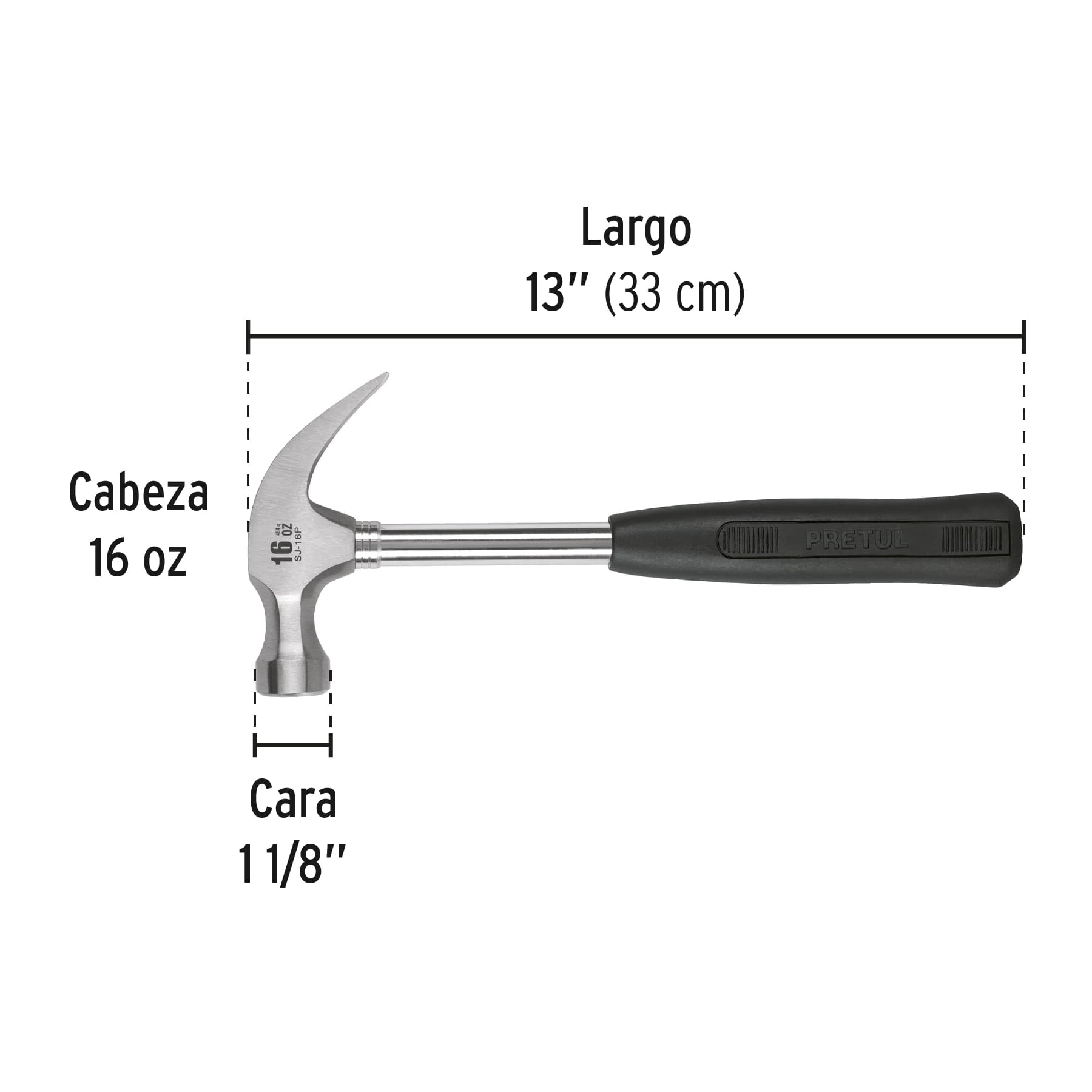 MARTILLO TUBULAR DE 16oZ PRETUL