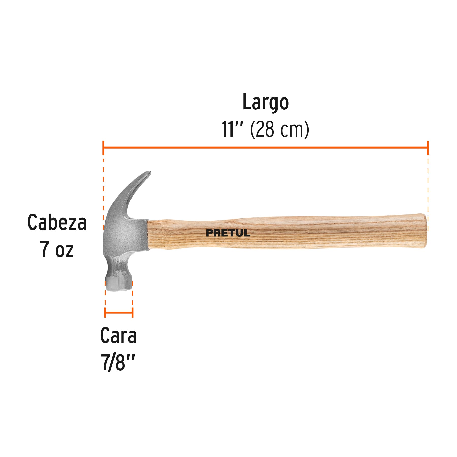 MARTILLO UÑA CURVA 7oz NEGRO PRETUL