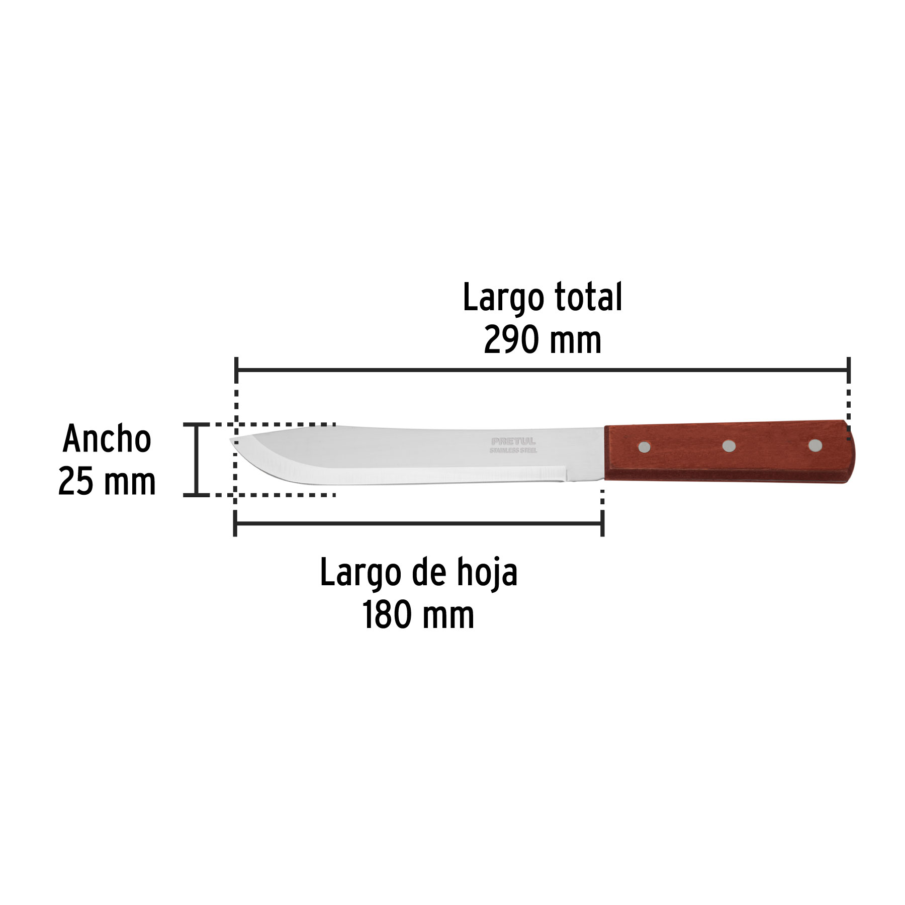 CUCHILLO CEBOLLERO 7 MANGO MADERA PRETU