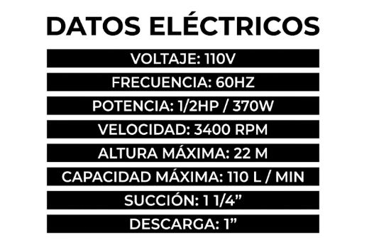 BOMBA CENTRIFUGA 1/2HP 1X11/4 127/220V TOP STEEL