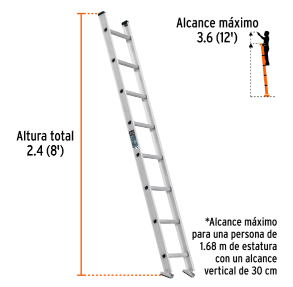 ESCALERA RECTA TIPO 33 8 PELDAÑOS TRUPER