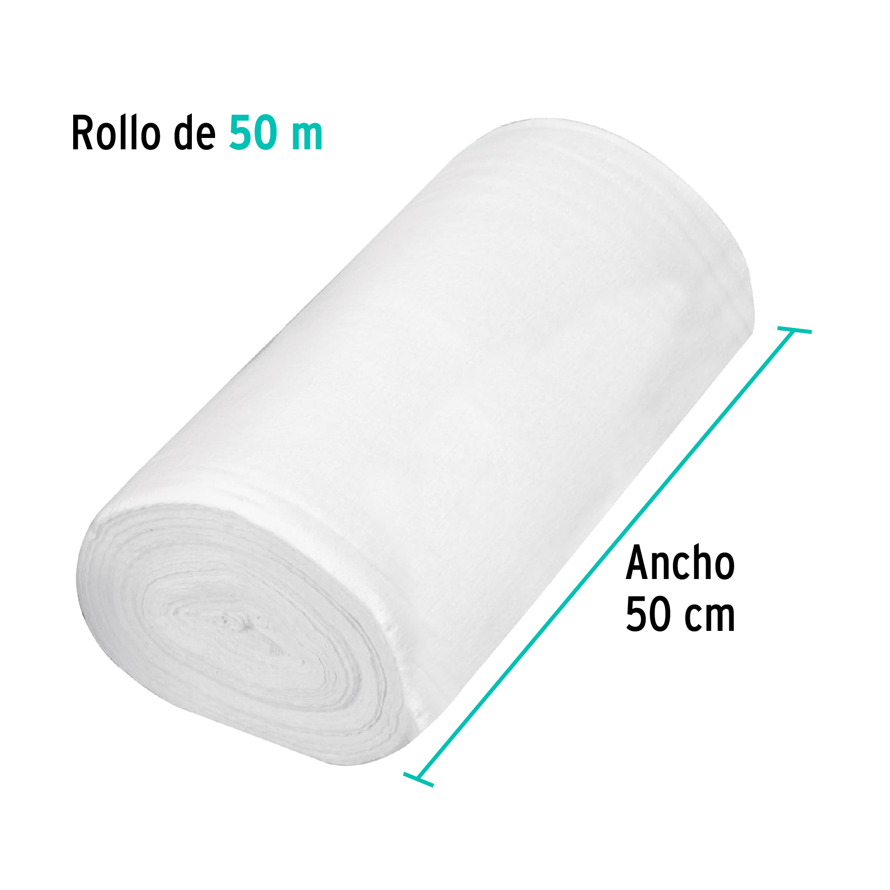 ROLLO DE 50 M DE FRANELA BLANCA DE ALGODON KLINTEK