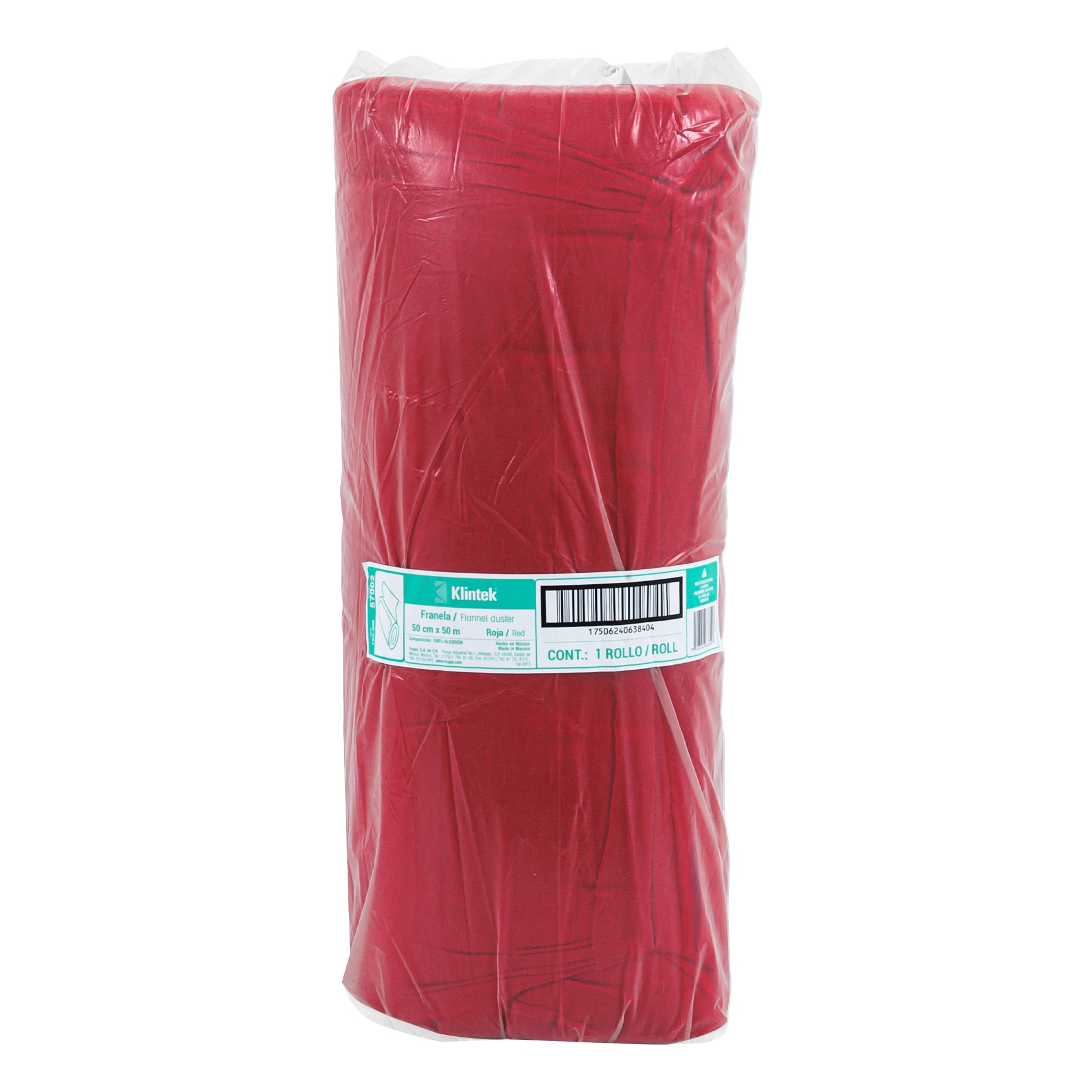 ROLLO DE 50 M DE FRANELA ROJA DE ALGODON KLINTEK