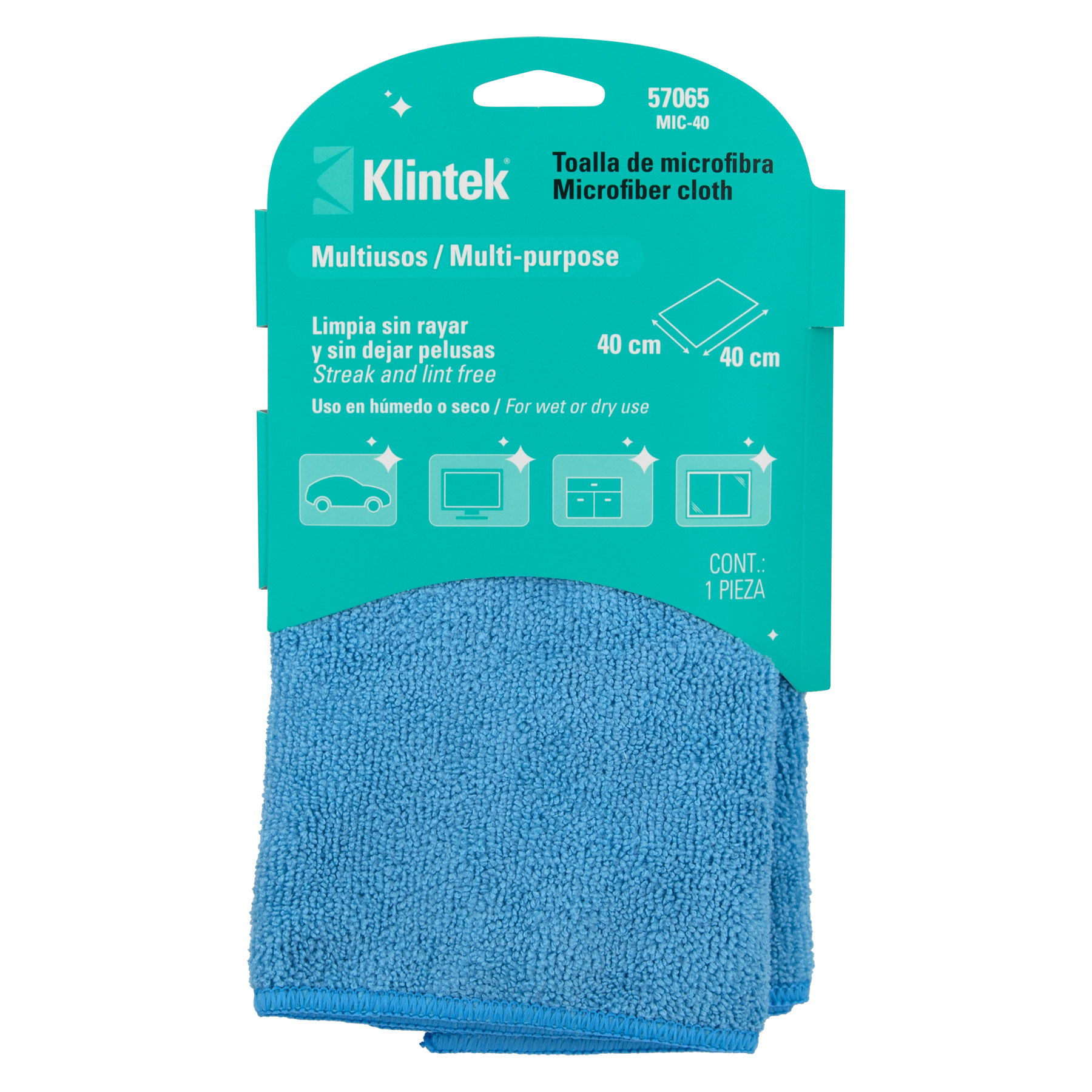 TOALLA DE MICROFIBRA DE 40 X 40 CM KLINTEK