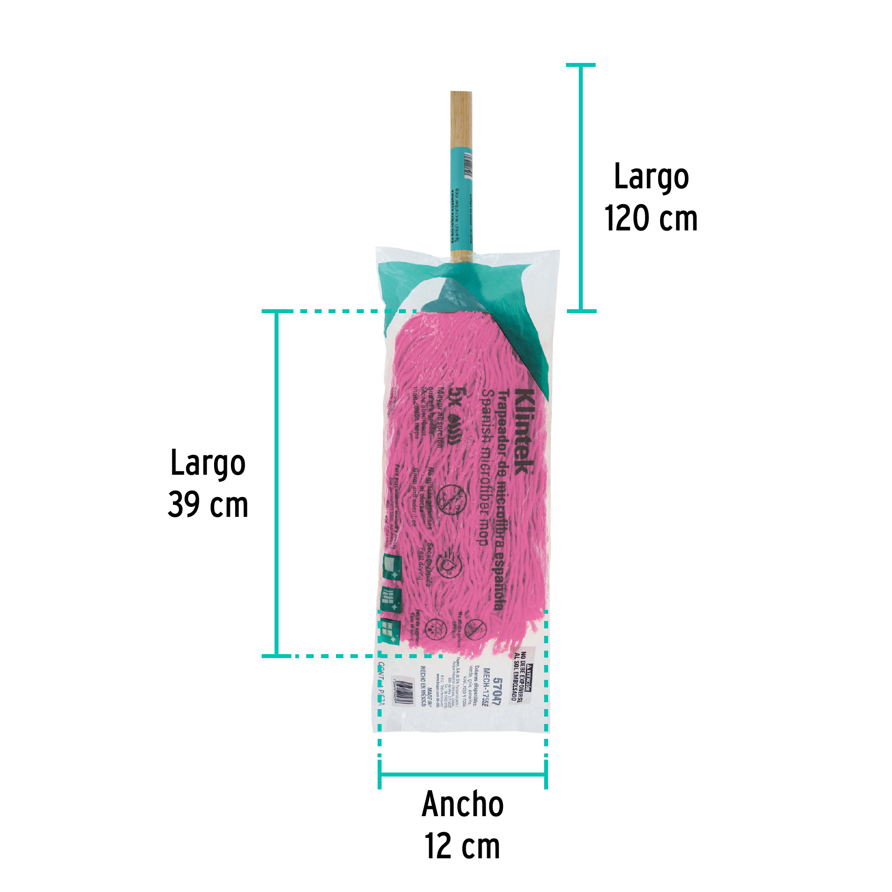 TRAPEADOR DE MICROFIBRA ESPAÑOLA BASTON DE 120 CM KLINTEK