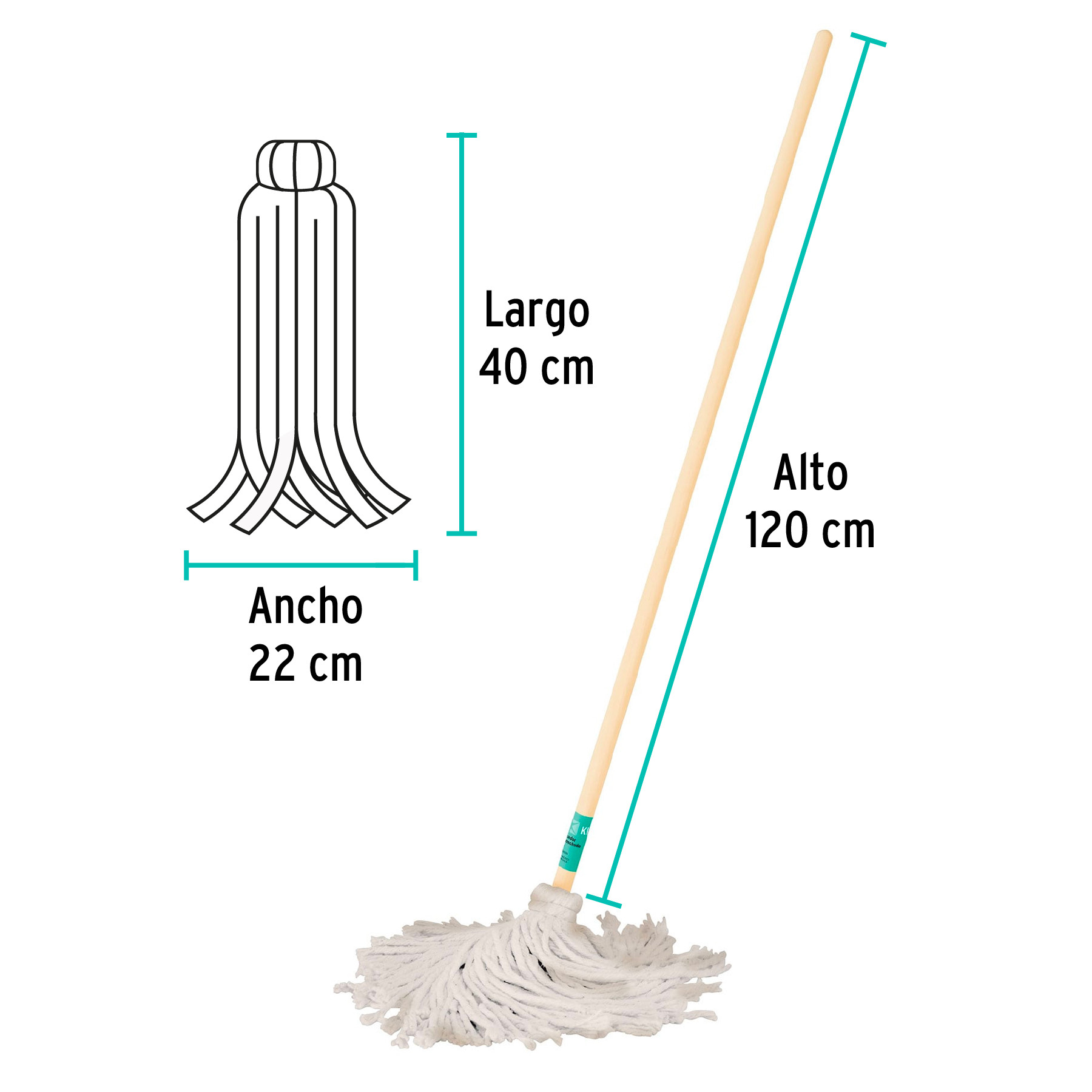 TRAPEADOR TIPO MECHUDO 350 G CON BASTON DE 120 CM KLINTEK