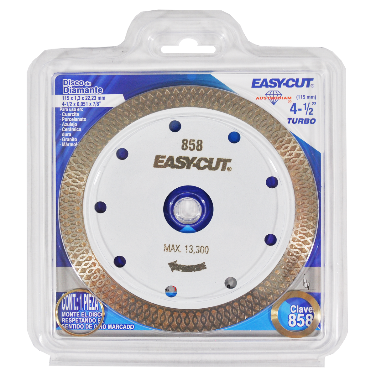 DISCO DIAMANTE TURBO 41/2 P/CORTE CUARCITA Y LOSETA EASY-CUT AUSTROMEX