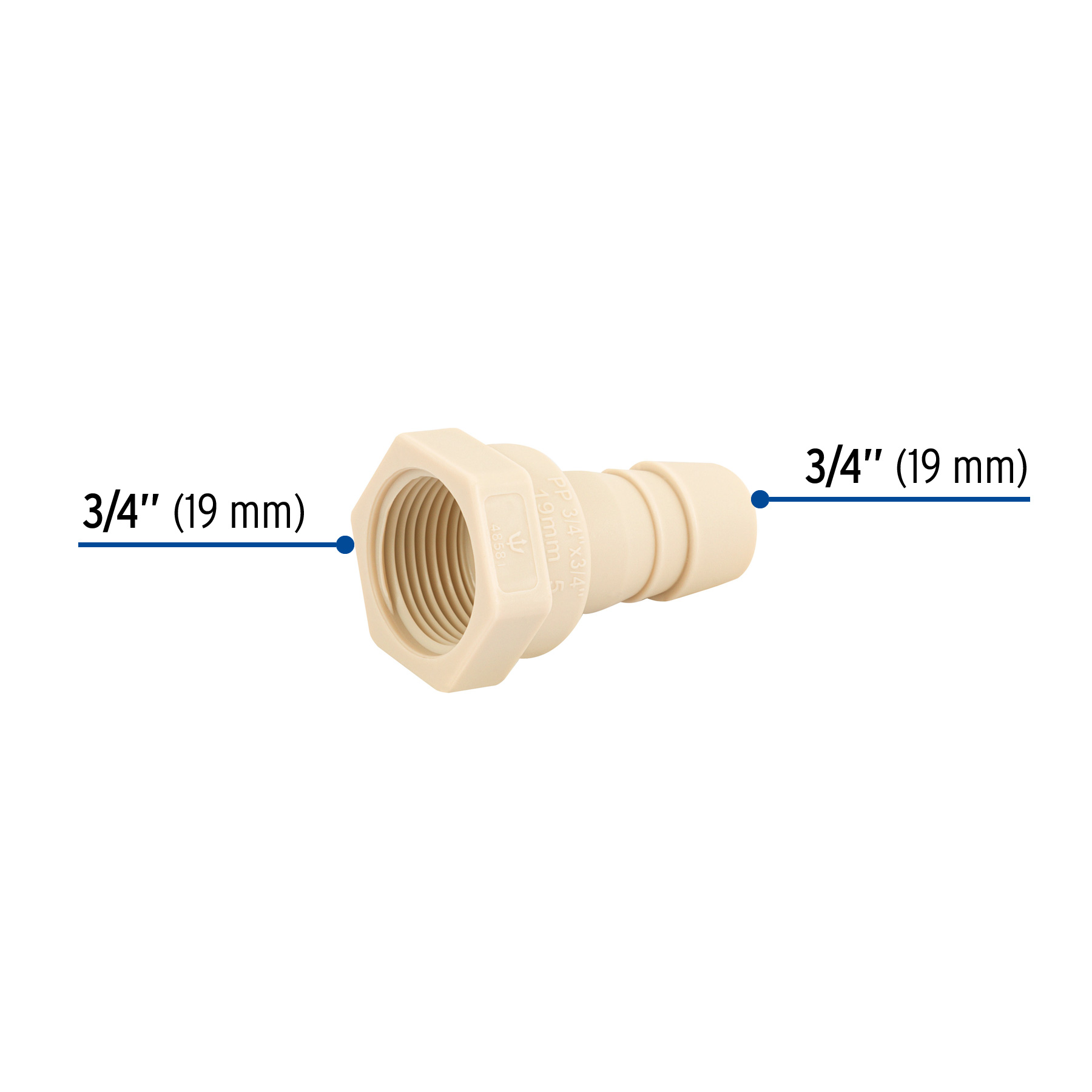 ADAPTADOR INSERCION ROSCA INTERIOR DE 3/4 Plg. X 3/4 Plg. FOSET