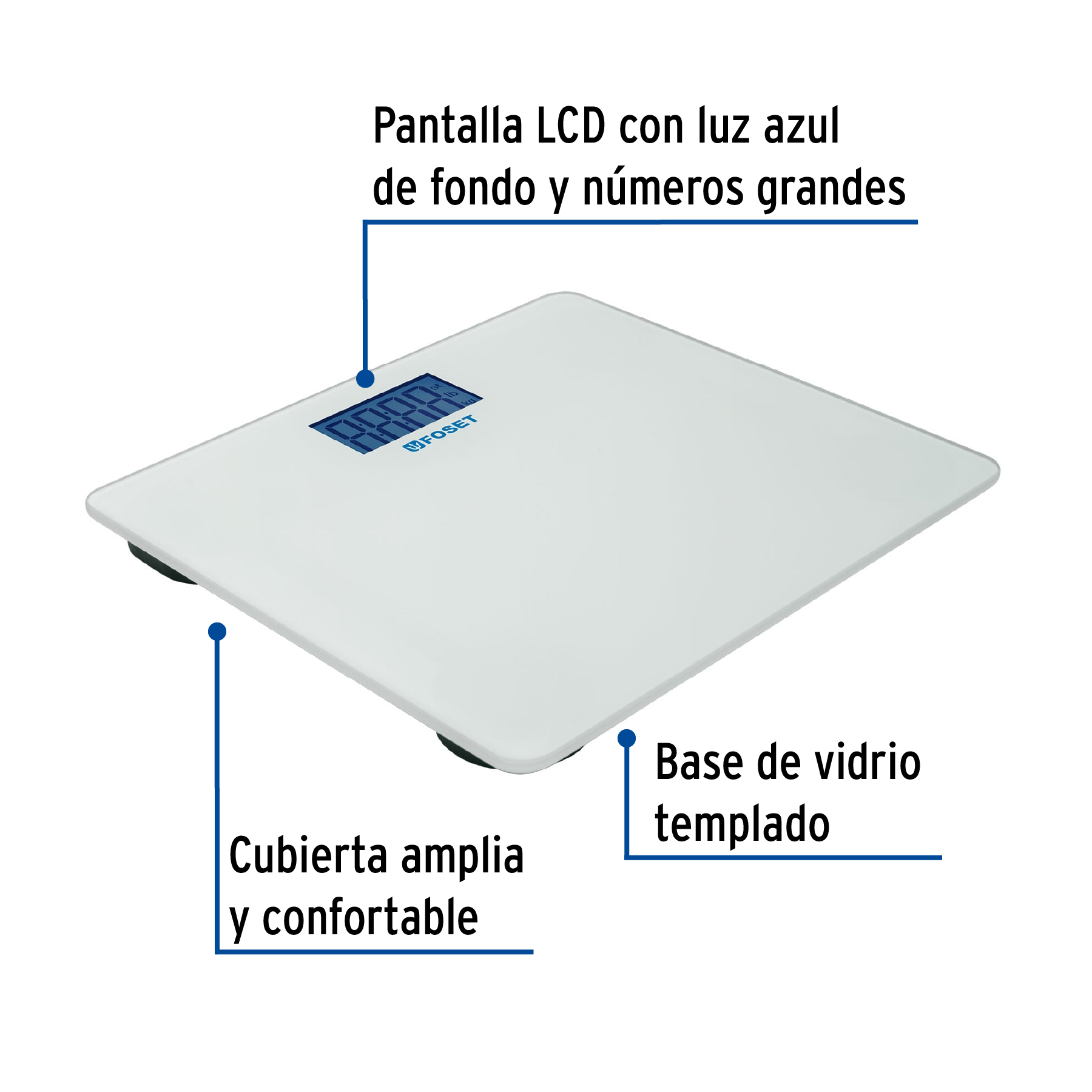 BASCULA DIGITAL PARA BAÑO HASTA 180 KG FOSET