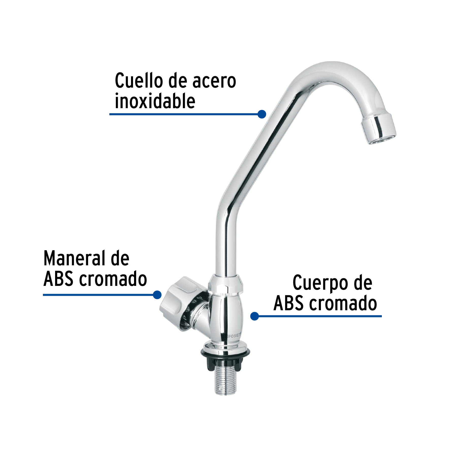 LLAVE INDIVIDUAL FREGADERO ABS CUELLO CORTO HEXAGONAL BASIC