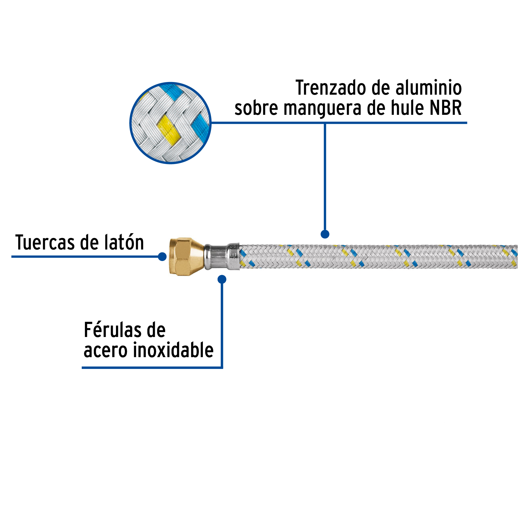 MANGUERA PARA GAS ALUMINIO 3/8 Plg. FLARE 300 CM FOSET
