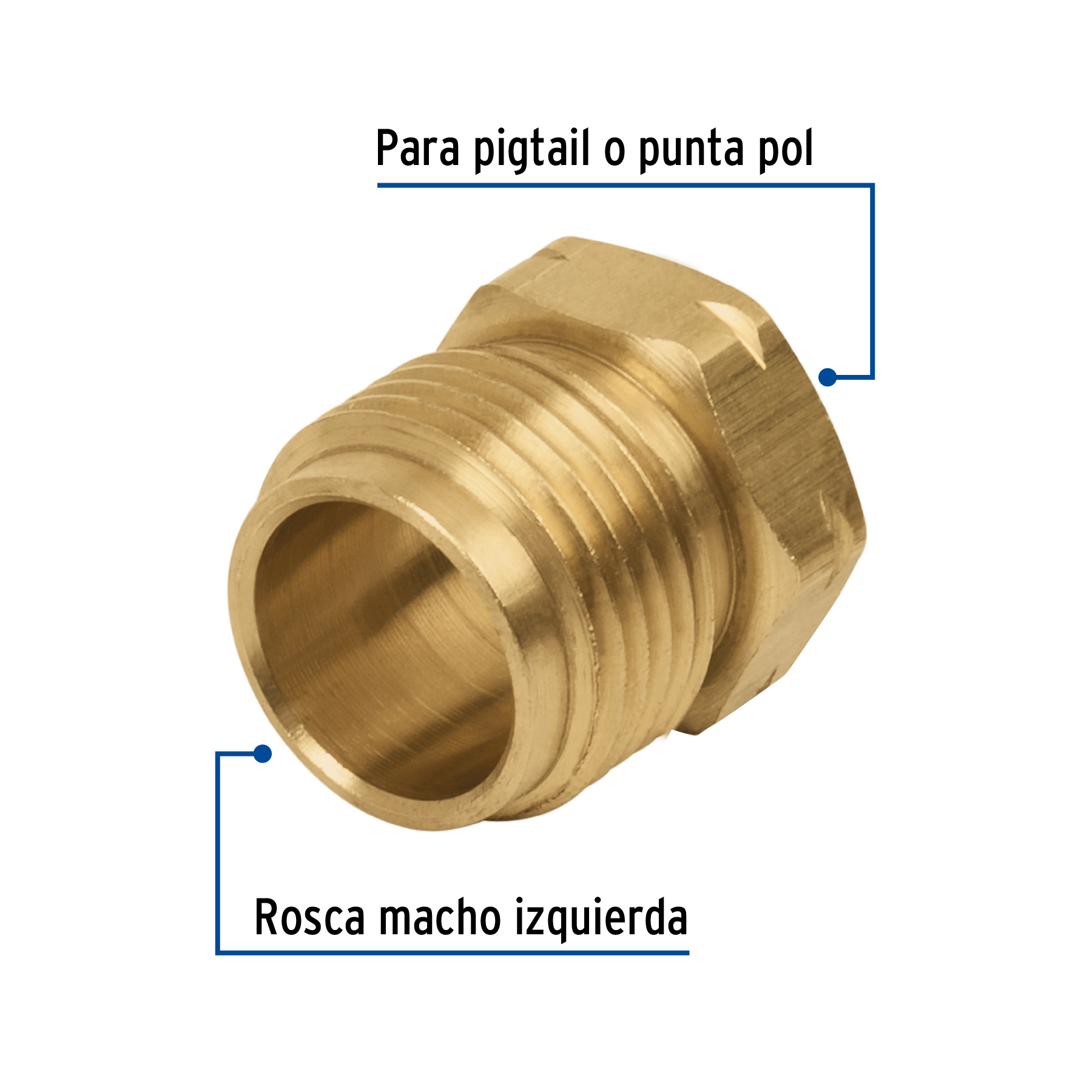 TUERCA IZQUIERDA DE LATON 7/8 Plg. EN BOLSA FOSET