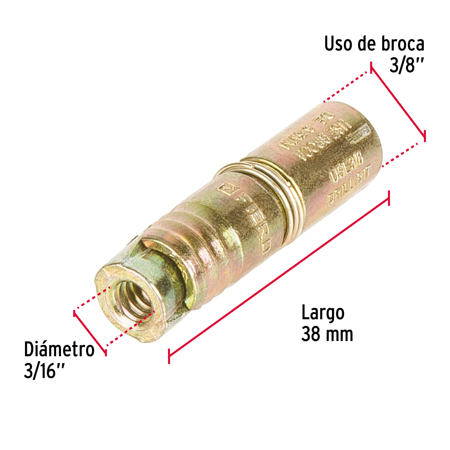 CAJA CON 100 TAQUETES EXPANSIVOS DE 3/16 Plg. SIN TORNILLO FIERO