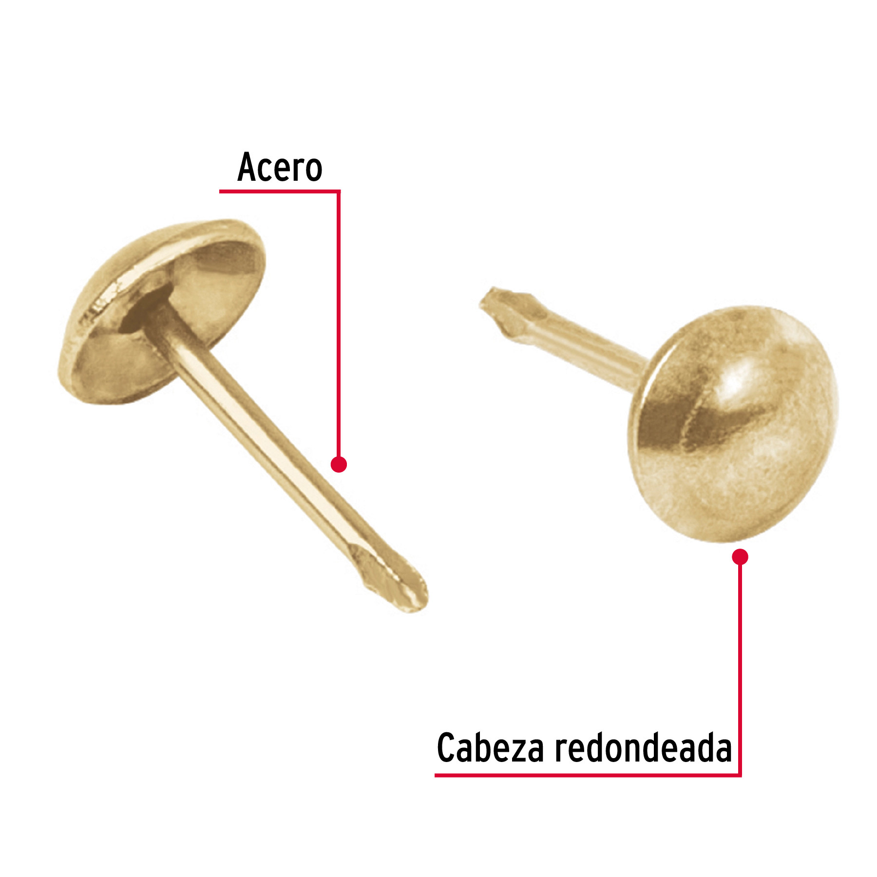 CAJA CON 500 CLAVILLOS DORADOS DE 17 MM FIERO