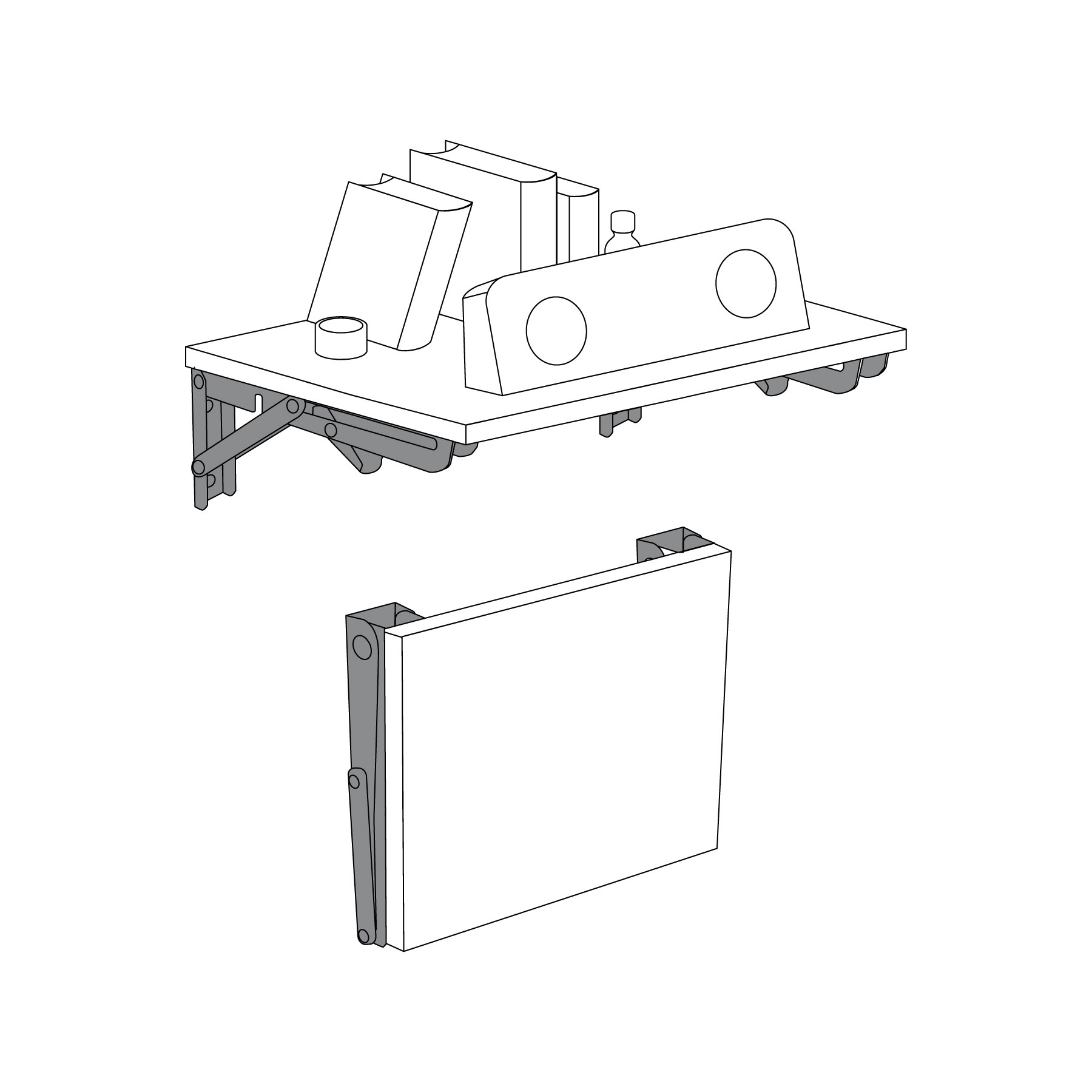 MENSULA PLEGABLE DE ACERO BLANCA 8 Plg. X 16 Plg. FIERO
