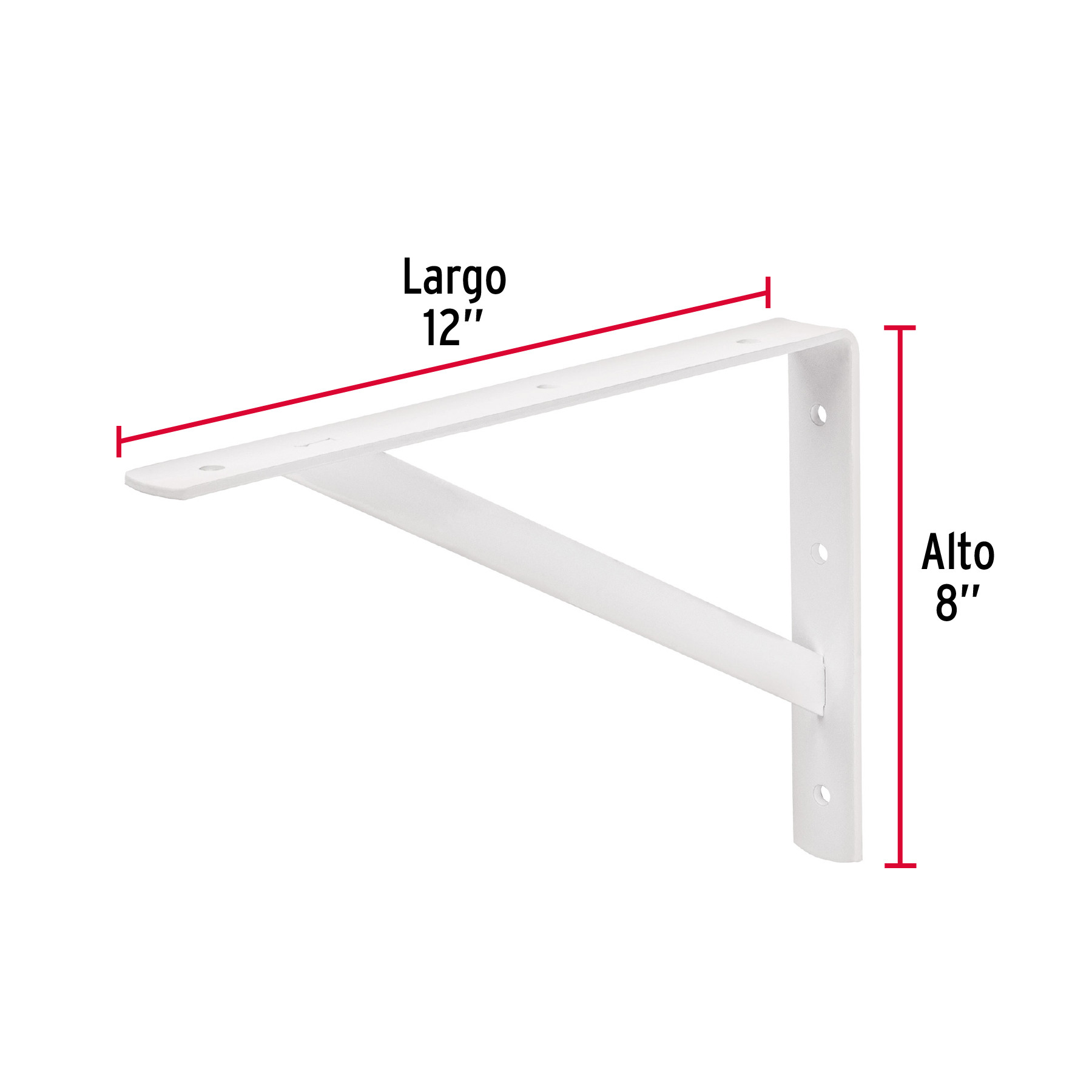 MENSULA REFORZADA DE ACERO BLANCA 8 X 12 Plg. FIERO