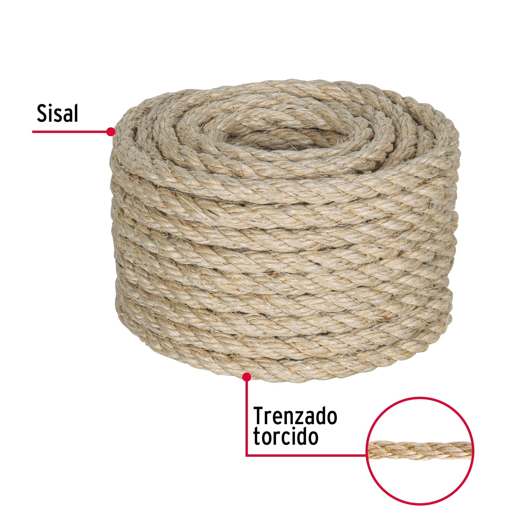 PIOLA DE SISAL (HENEQUEN) DE 8 MM X 15 M NATURAL FIERO
