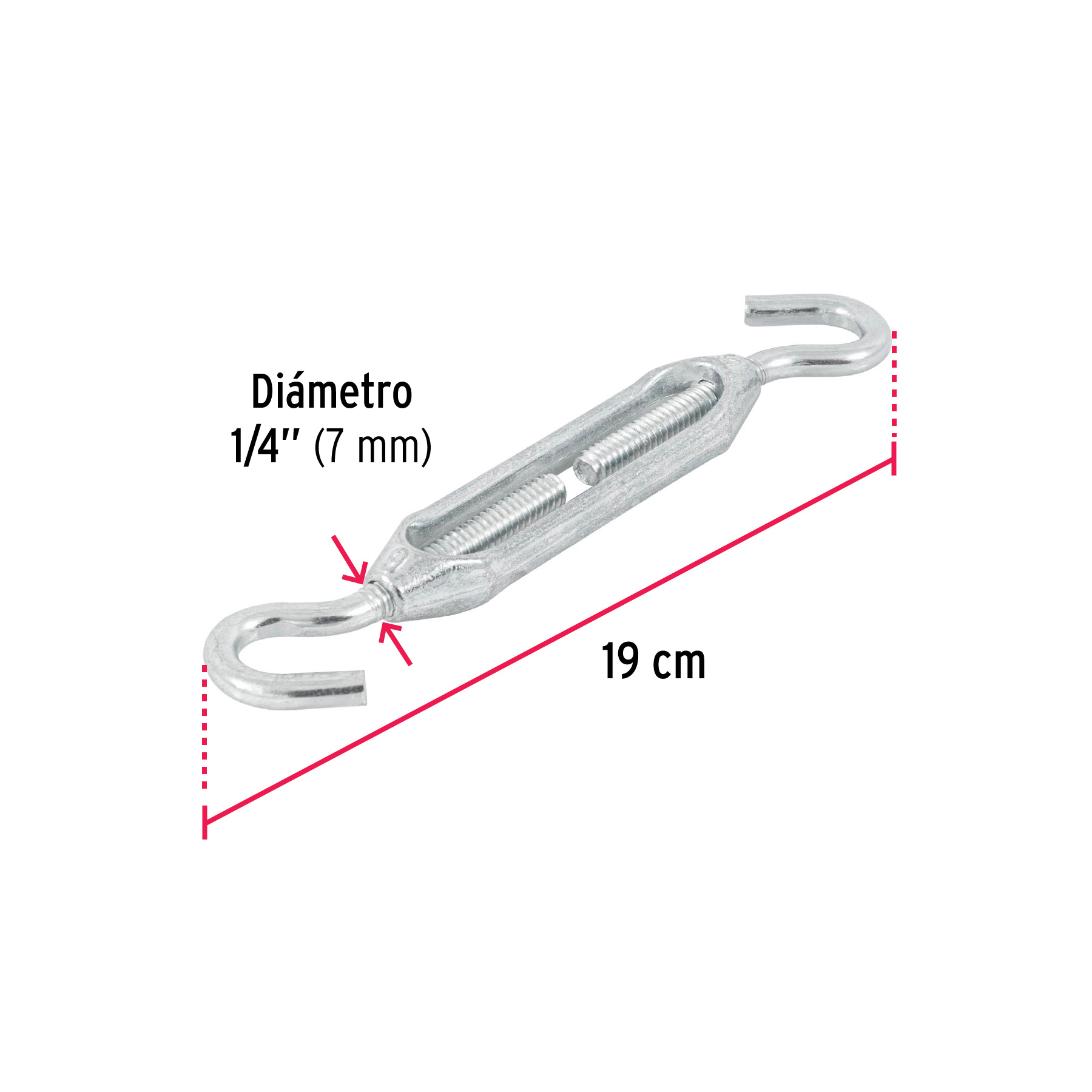 TENSOR ZINC 1/4 Plg. GANCHO-GANCHO FIERO