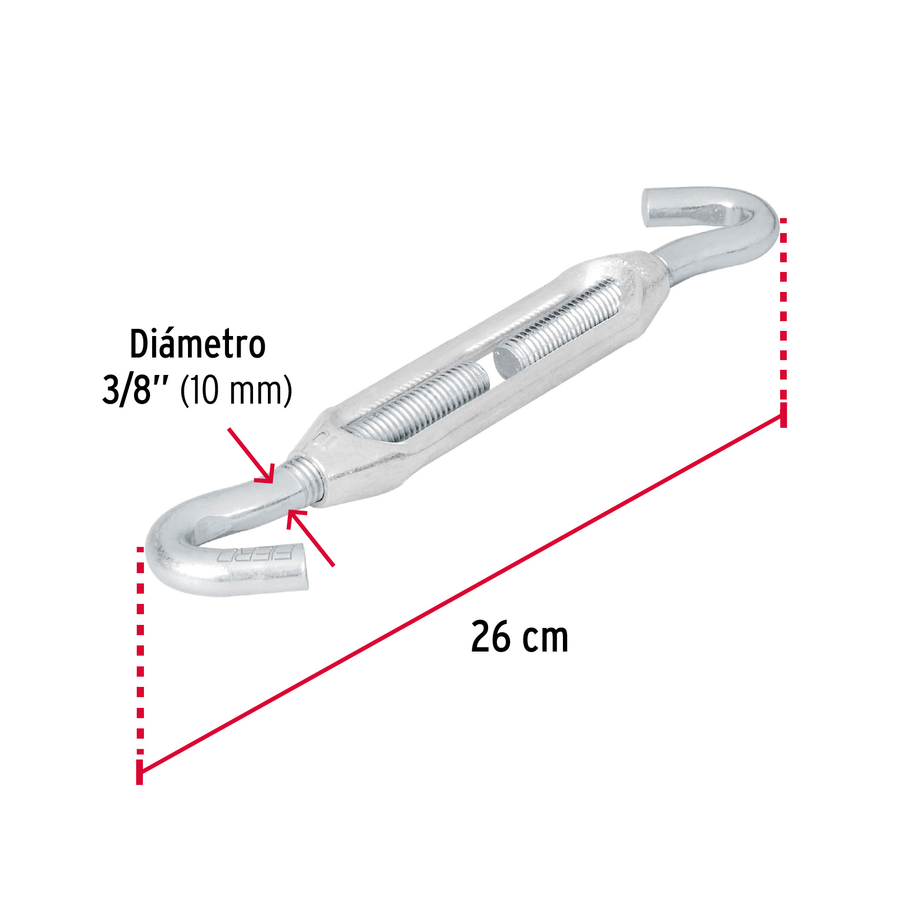 TENSOR ZINC 3/8 Plg. GANCHO-GANCHO FIERO