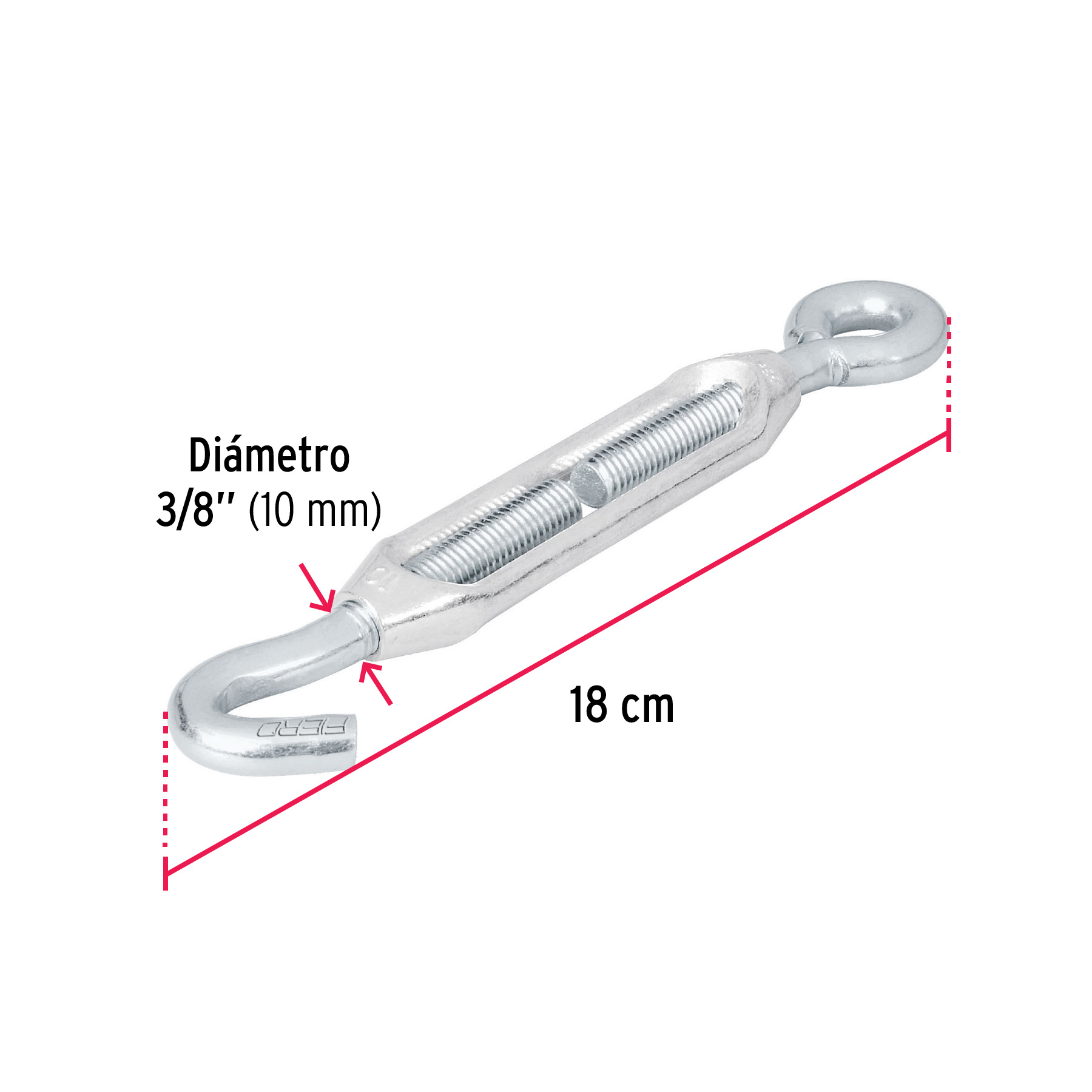 TENSOR ZINC 3/8 Plg. OJO-GANCHO FIERO