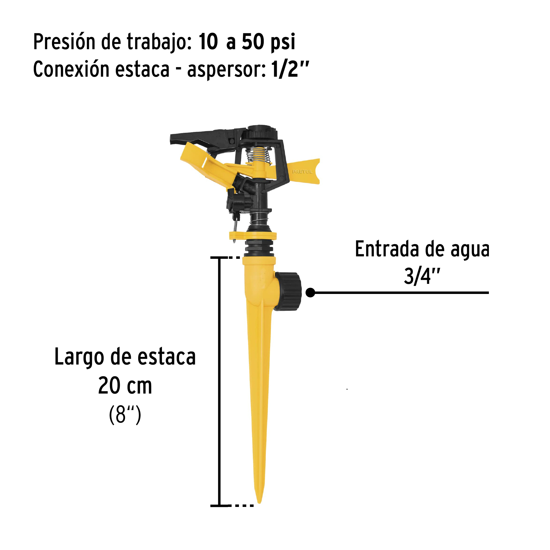 ASPERSOR PLASTICO C/ESTACA 1 VIA PRETUL