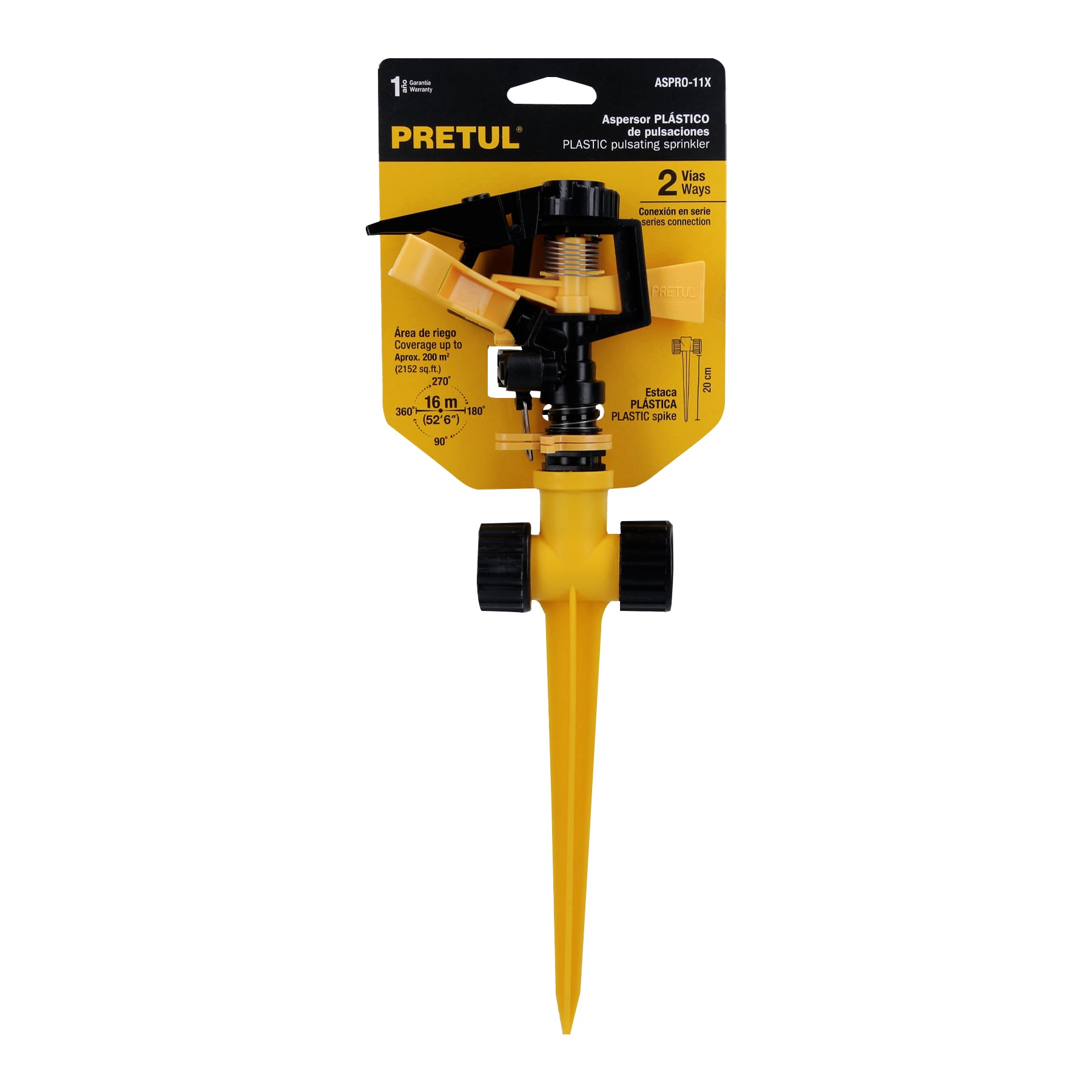 ASPERSOR PLASTICO C/ESTACA 2 VIAS PRETUL